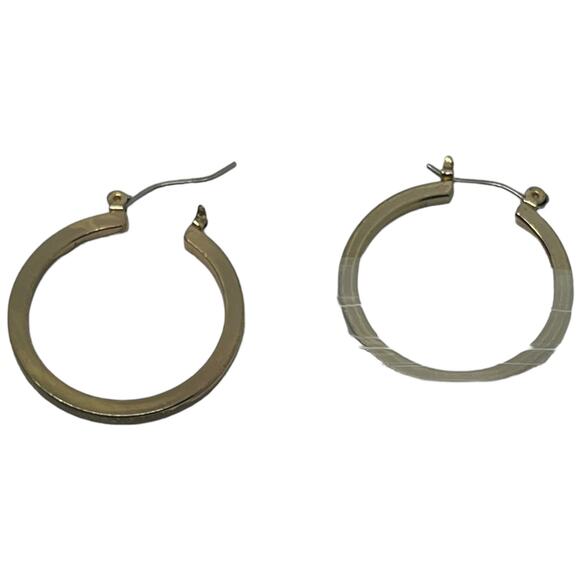 Elegant Light Gold Hoop Earrings – Classic Style, 1" x 1" - Picture 6 of 7